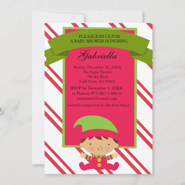 Christmas Baby Boy Elf - Baby Shower Invitation (Front)