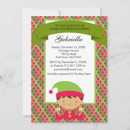 Christmas Baby Boy Elf _ Baby Shower Invitation