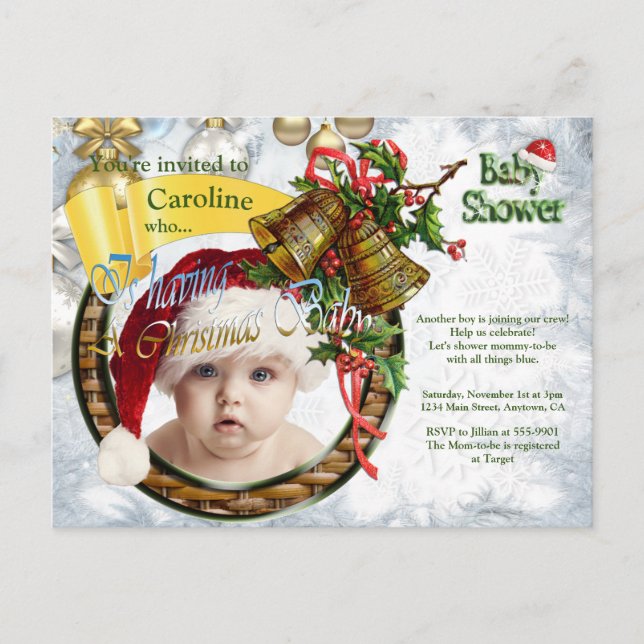 Christmas Baby Boy Shower invitation Postcard (Front)