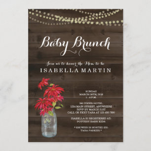 Christmas Baby Brunch Invitation - Poinsettia