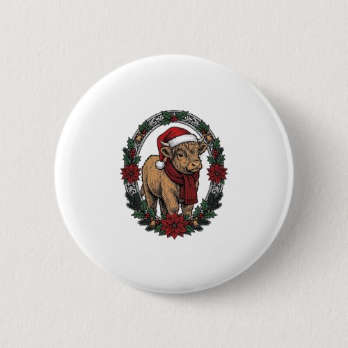 Christmas Baby Calf Vintage Engraving Holiday Shir Button