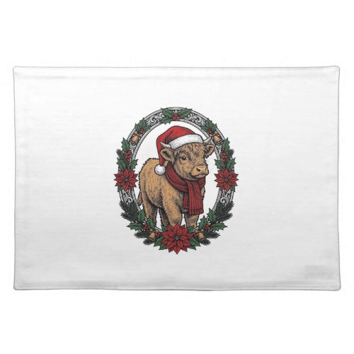 Christmas Baby Calf Vintage Engraving Holiday Shir Cloth Placemat