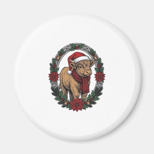 Christmas Baby Calf Vintage Engraving Holiday Shir Magnet