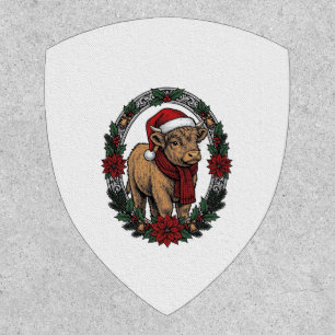 Christmas Baby Calf Vintage Engraving Holiday Shir Patch
