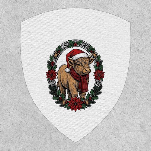 Christmas Baby Calf Vintage Engraving Holiday Shir Patch