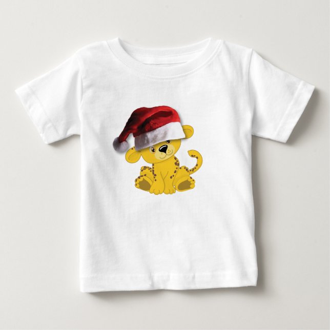 Christmas Baby Cheetah Baby T-Shirt (Front)