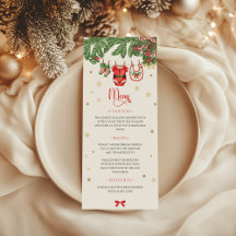 Christmas Baby Clothes Line Menu Card