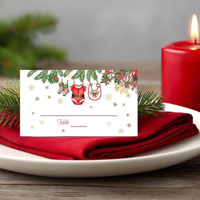 Christmas Baby Clothes Line Place Card (Creator Uploaded)