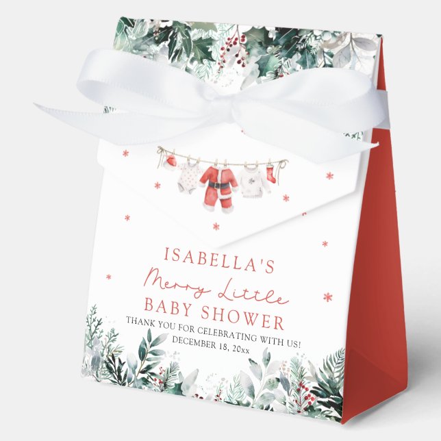 Christmas Baby Clothes Merry Little Baby Shower Favor Boxes (Front)