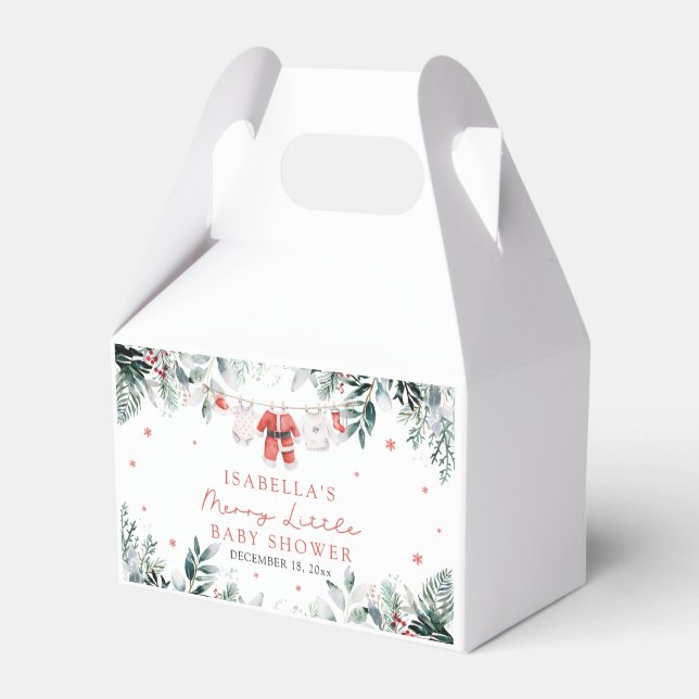 Christmas Baby Clothes Merry Little Baby Shower Favor Boxes (Front Side)