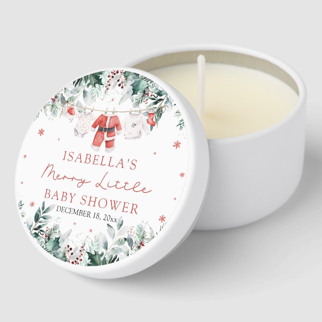 Christmas Baby Clothes Merry Little Baby Shower Mini Candle Favors (Corner)