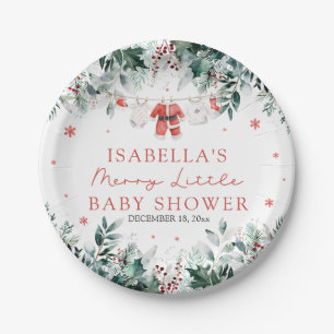 Christmas Baby Clothes Merry Little Baby Shower Paper Plates