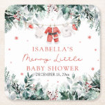 Christmas Baby Clothes Merry Little Baby Shower Square Paper Coaster<br><div class="desc">The Christmas Baby Clothes Merry Little Baby Shower Square Paper Coaster is a charming addition to your holiday-themed celebration. Featuring adorable Christmas baby clothes and a festive design, these coasters are perfect for protecting surfaces while adding a seasonal touch to your table settings. Both practical and decorative, they bring warmth...</div>