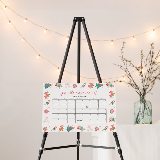 Christmas Baby Due Date Calendar Game Foam Board (In Situ (Stand))