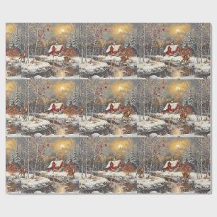 Christmas Baby Fawn Winter Red Cottage Wrapping Paper