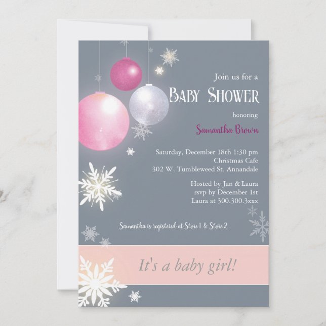 Christmas Baby Girl Baby Shower Invitation (Front)