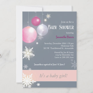 Christmas Baby Girl Baby Shower Invitation