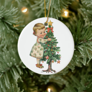 Christmas Baby Girl Ceramic Ornament