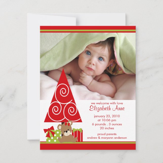 Christmas Baby Girl Photo Announcement (Front)