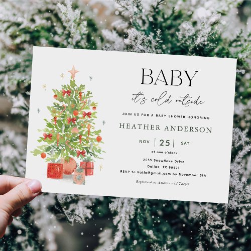 Christmas Baby Its Cold Outside Baby Shower Invitation