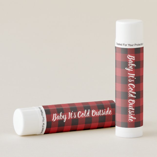 Christmas baby it's cold outside buffalo plaid lip balm (Front)