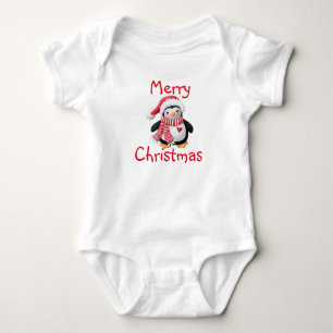 Christmas Baby Jersey Bodysuit/Santa Penguin Bodysuit