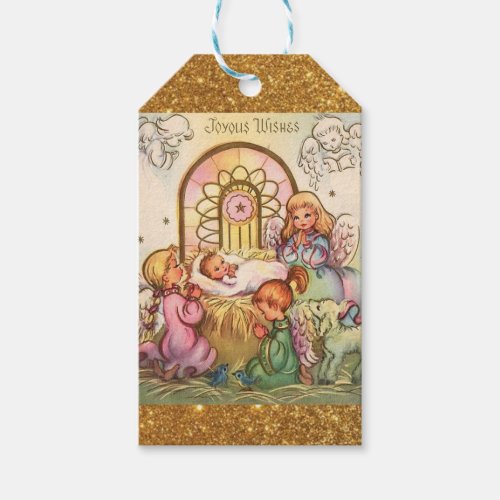 Christmas  Baby Jesus in Manger Angels Gift Tags