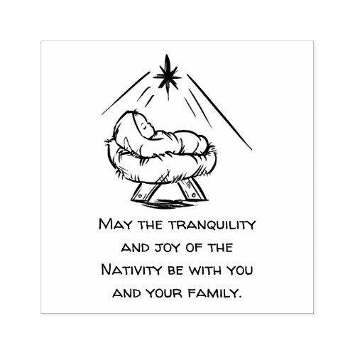 Christmas Baby Jesus in Manger Greetings Rubber Stamp