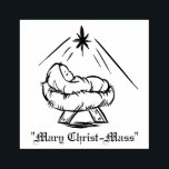 Christmas Baby Jesus in Manger "Mary Christ-Mass" Rubber Stamp<br><div class="desc">Christmas Baby Jesus lying in the manger with the text  "Mary Christ-Mass" which may be modified if desired.</div>