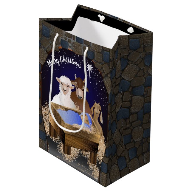 Christmas Baby Jesus Nativity Medium Gift Bag (Front Angled)