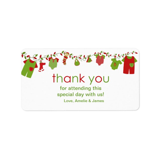 Christmas Baby Laundry Boy Thank You Label (Front)