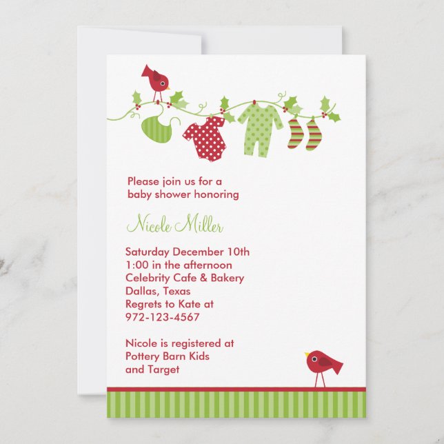 Christmas Baby Laundry Invitations (Front)