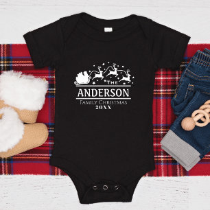 Christmas Baby Matching Personalized Family Name Bodysuit