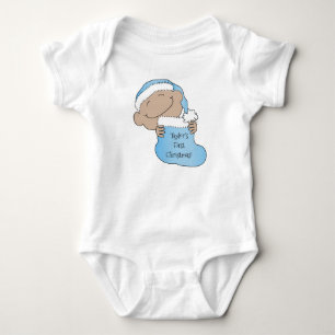 Christmas Baby of Color Blue Cap Bodysuit