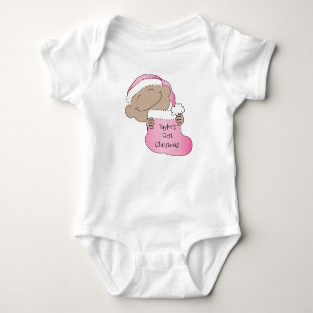 Christmas Baby of Color Pink Cap Bodysuit (Front)