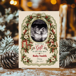 Christmas Baby On The Way Announcement Photo
