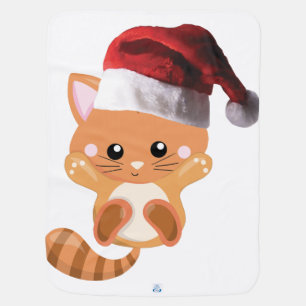 Christmas Baby Orange Tabby Cat Blanket