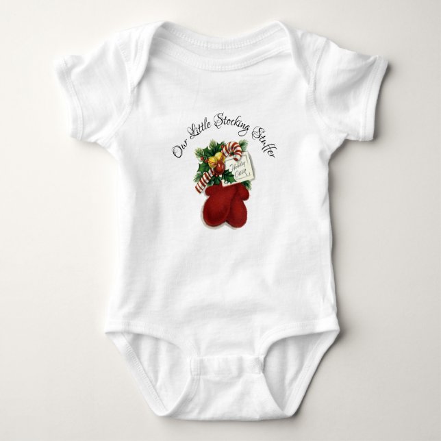 Christmas Baby Our Little Stocking Stuffer Baby Bodysuit (Front)