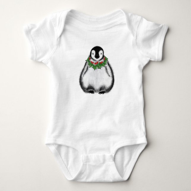 Christmas baby penquin baby bodysuit (Front)
