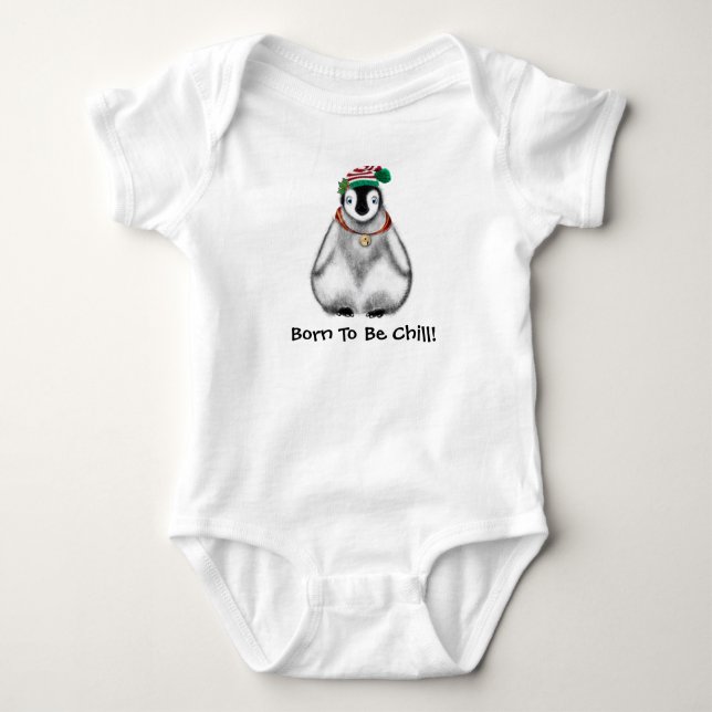 Christmas baby penquin baby bodysuit (Front)