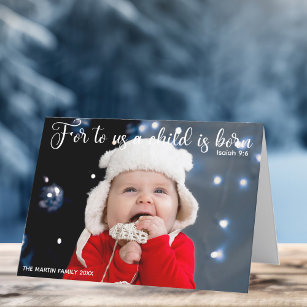 Christmas Baby Photo Religious Bible Verse Folded Holiday Card