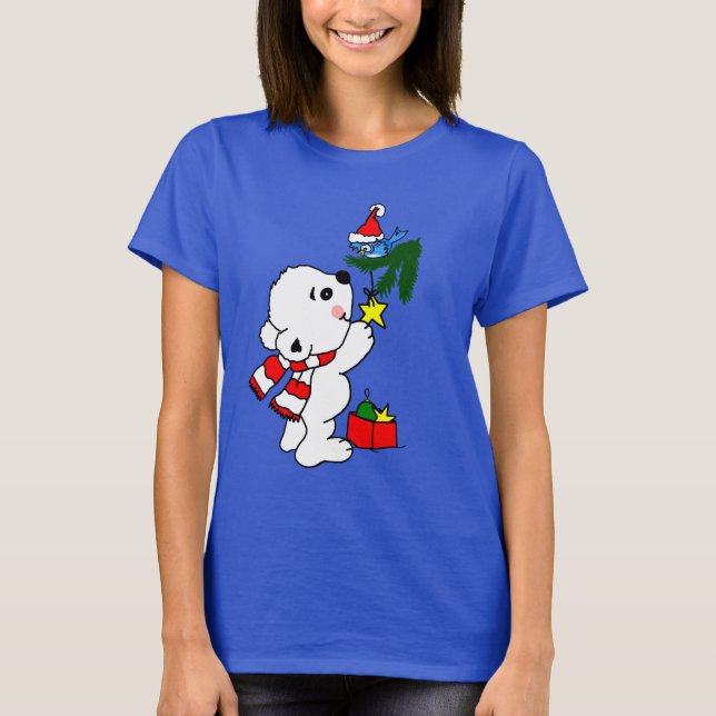 Christmas Baby Polar Bear Hanging Ornament T-Shirt (Front)