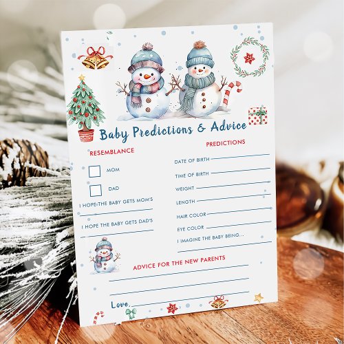 Christmas Baby Predictions  Advice Game Card
