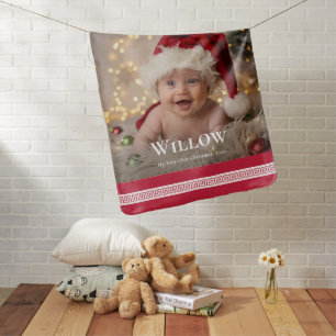 Christmas Baby’s First Elegant Name Cute Photo Baby Blanket