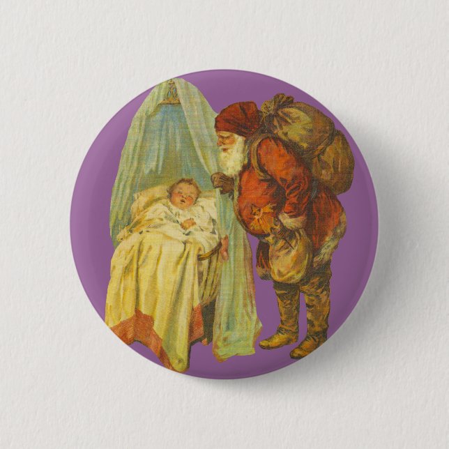 Christmas Baby Santa Clause Vintage Button (Front)