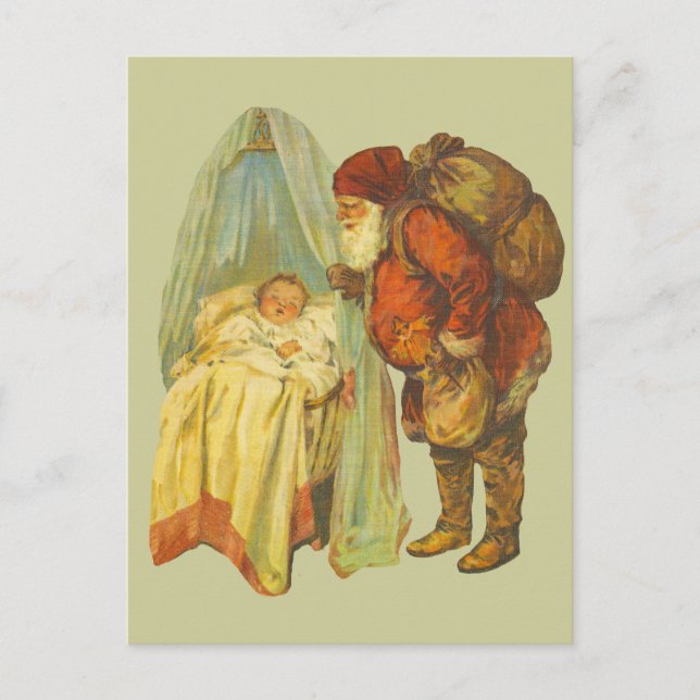 Christmas Baby Santa Clause Vintage Holiday Postcard (Front)