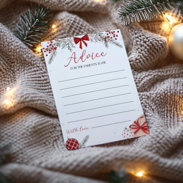 Christmas Baby Shower Advice For The Parents Card (Creator Uploaded)