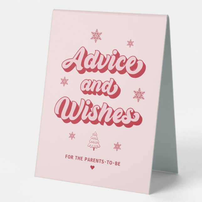 Christmas Baby Shower Advice & Wishes Table Tent (Front)
