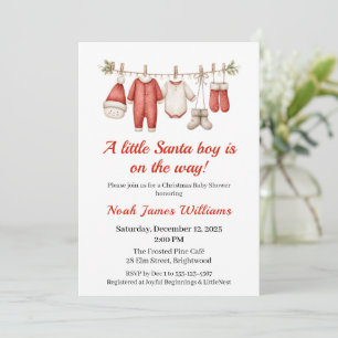 Christmas Baby Shower Boy Santa Baby Invitation