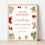 Christmas Baby Shower Candy Jar Game Sign<br><div class="desc">Guess How Many Candies are in the Jar - Christmas Baby Shower Game Sign</div>